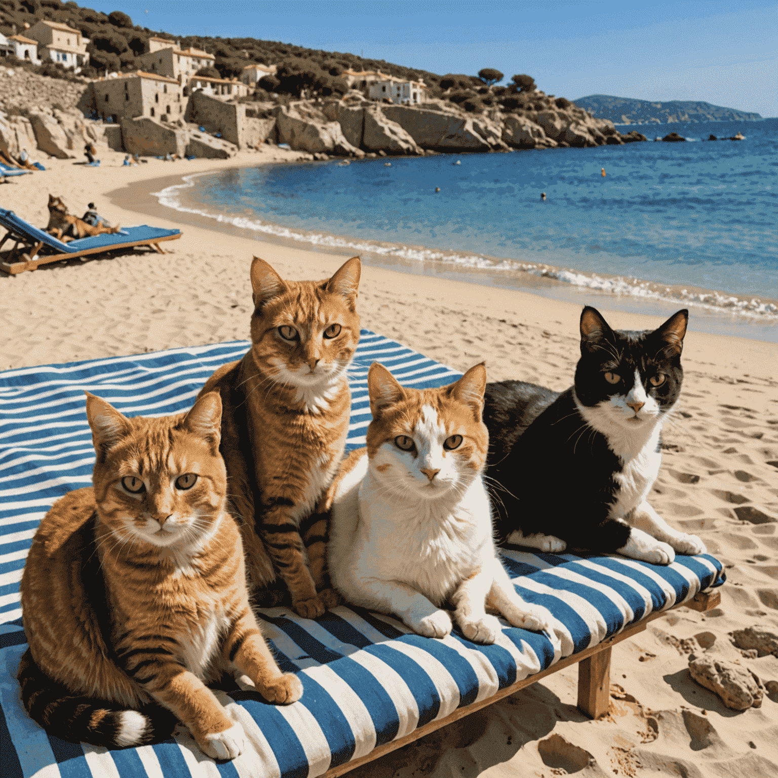 Cats relaxing on a beautiful Sardinian beach at I Gatti di Su Pallosu